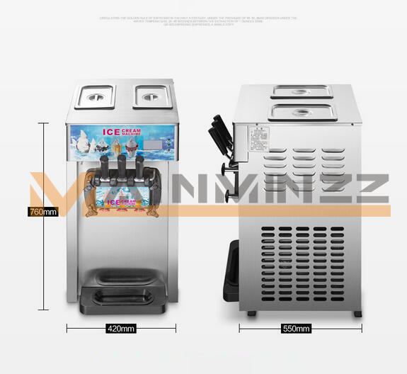 1PC 3 Flavor Commercial Frozen Ice Cream Cones Machine Soft Ice Cream Machine