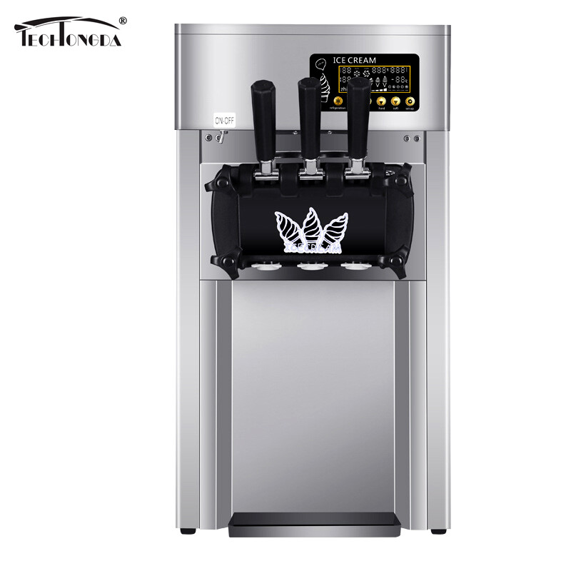 TECHTONGDA 3 Flavor Soft Serve Ice Cream Machine Countertop Ice-cream Cone 1200w