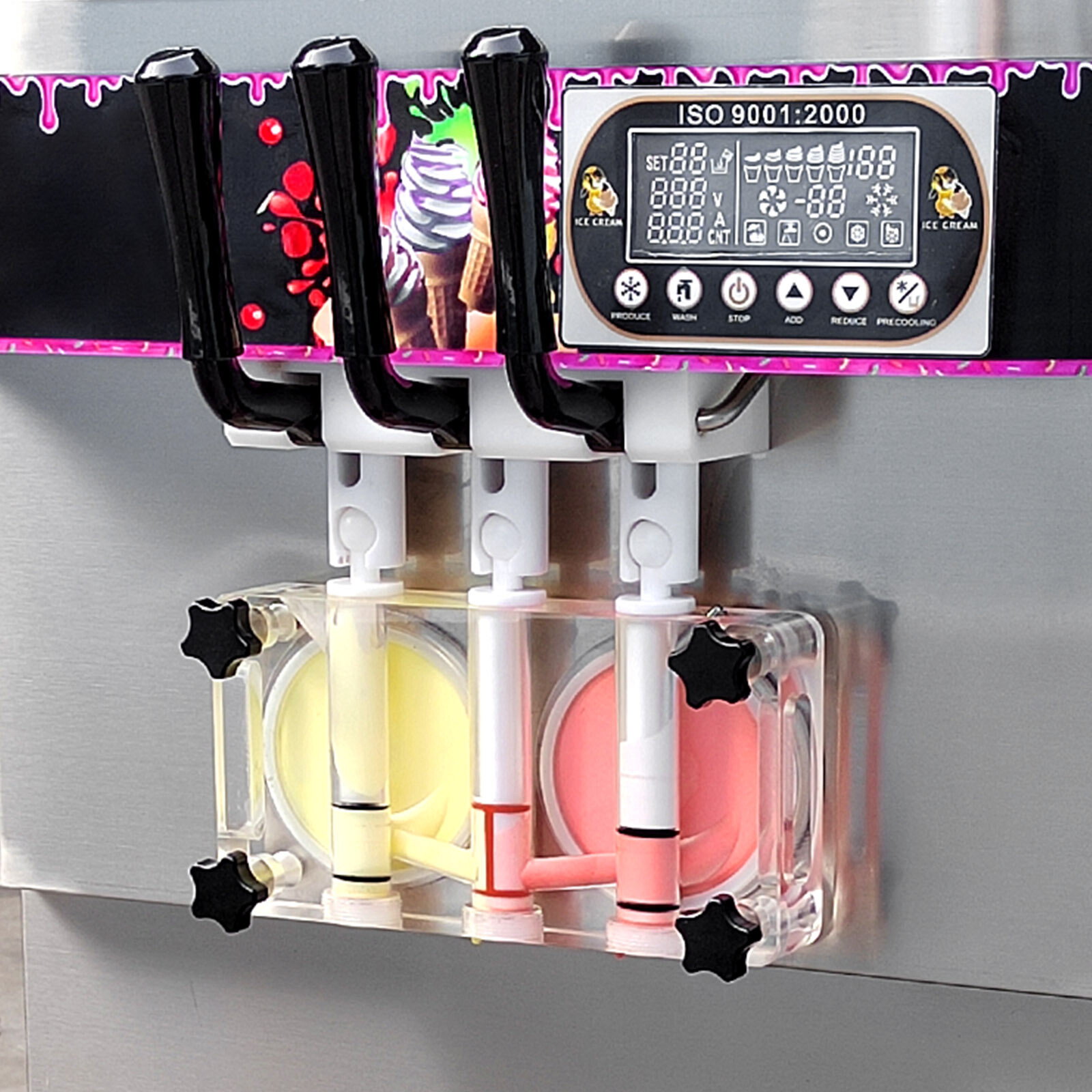 Commercial ETL CE Countertop yougurt 3 Flavors Soft Serve ice Cream Machine