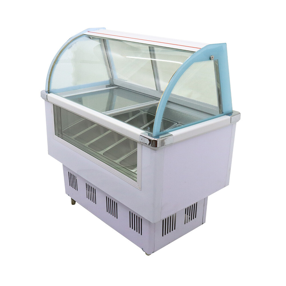 220V Hard Ice Cream Display Case 12 Pans Display Freezer Showcase Refrigerated