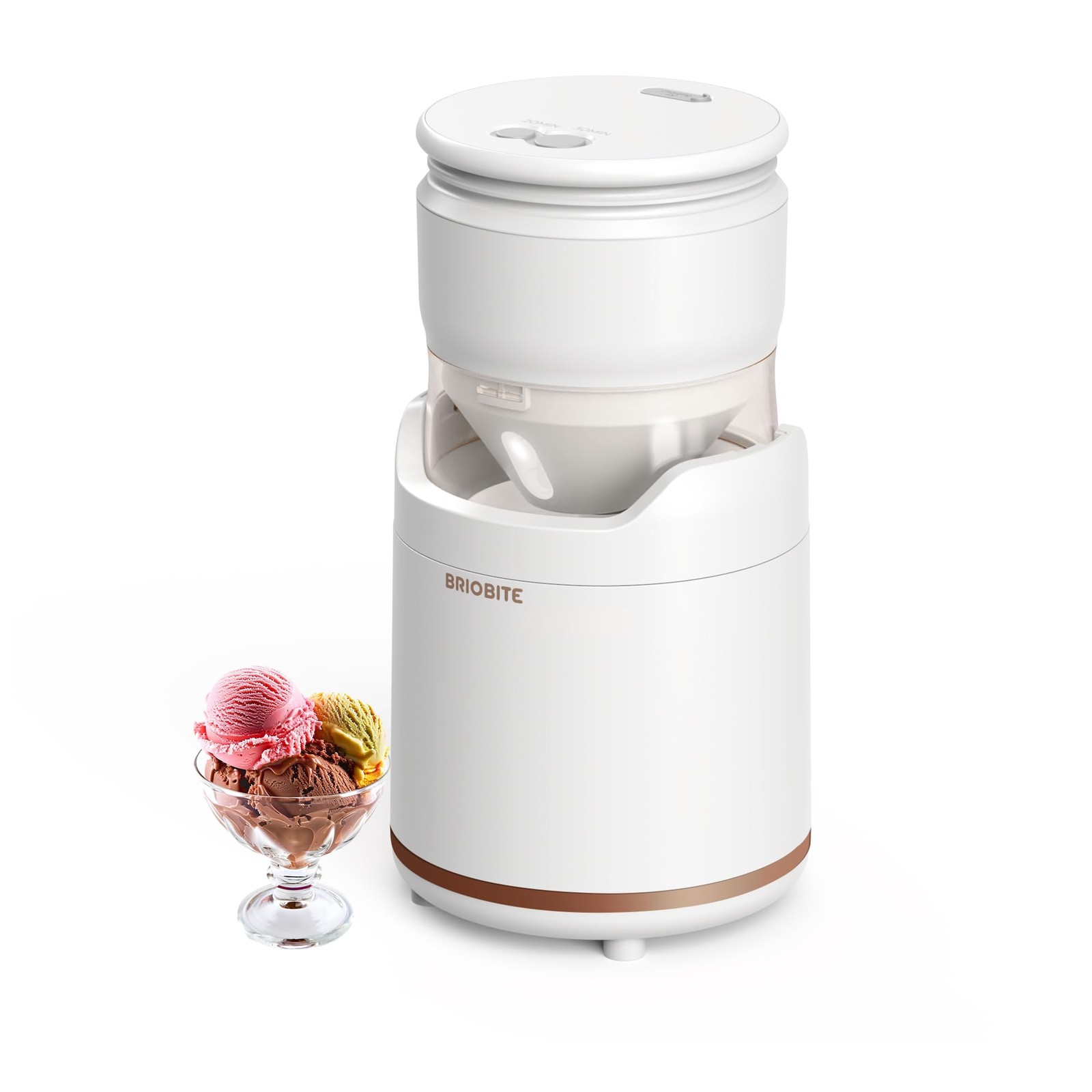 BRIOBITE Mini Electric Ice Cream Maker – Low-Noise, Rechargeable Gelato, Sorbet,