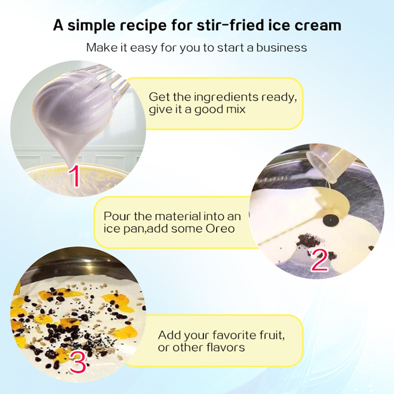 Commercial ETL 22″ round pan rolled ice cream machine fried ice cream maker