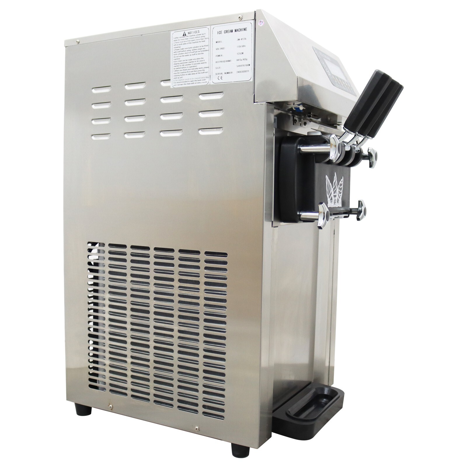 110V Tabletop 3 Flavors Soft Serve Ice Cream Maker Pre-cooling Double Cylinders