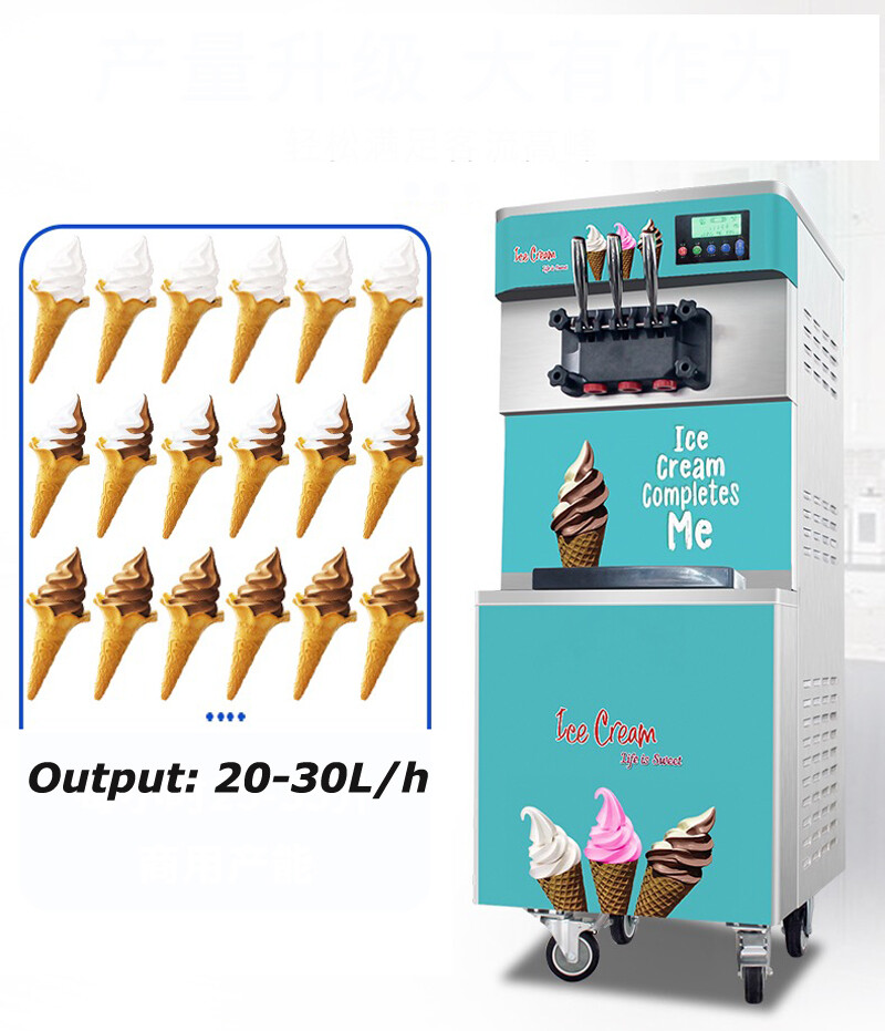 TECHTONGDA 110V 3 Flavor Soft Serve Ice Cream Freezer Machine Summer Dessert