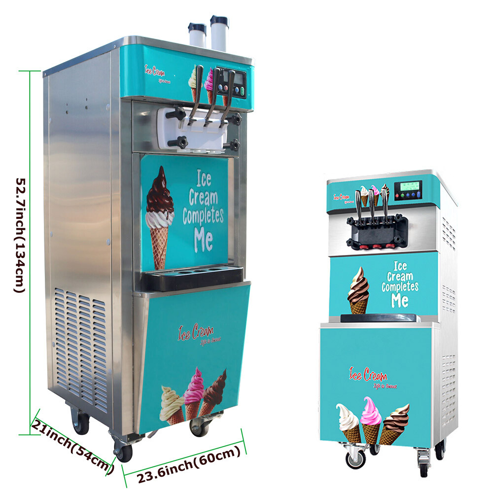 Commercial Soft Ice Cream Machine Air Cooled Ice-cream Cone Freezer 3 Flavor