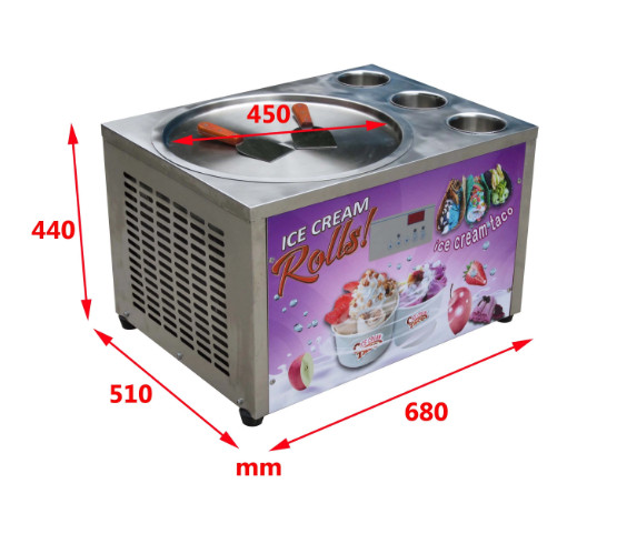 Kolice Countertop fried ice cream roll machine rolled ice cream with 3 buckets