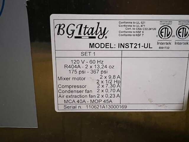 BG Italy INST21 2 Pot Ice Cream/Gelato Machine