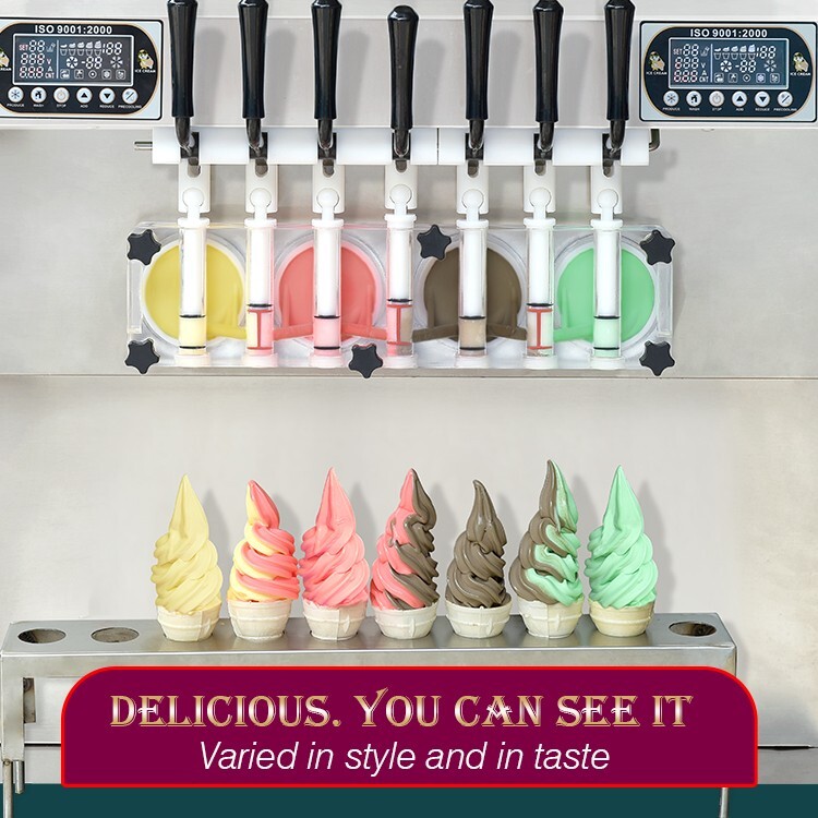 Kolice ETL Commercial Countertop 7 Flavors Soft Serve Ice Cream Maker Machine