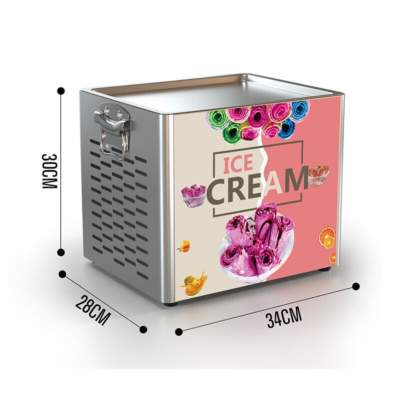Electric Rolled Ice Cream Machine Cold Fried Yogurt Roll Fruit Milk Fry Pan