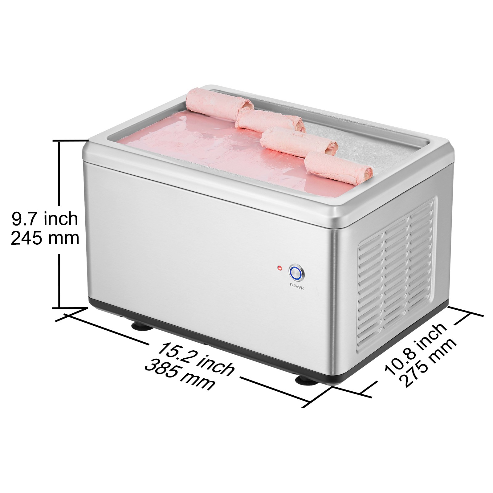 VEVOR Fried Ice Cream Machine Ice Roll Maker Rolled Yogurt Maker 12.6″x8.5″ Pan