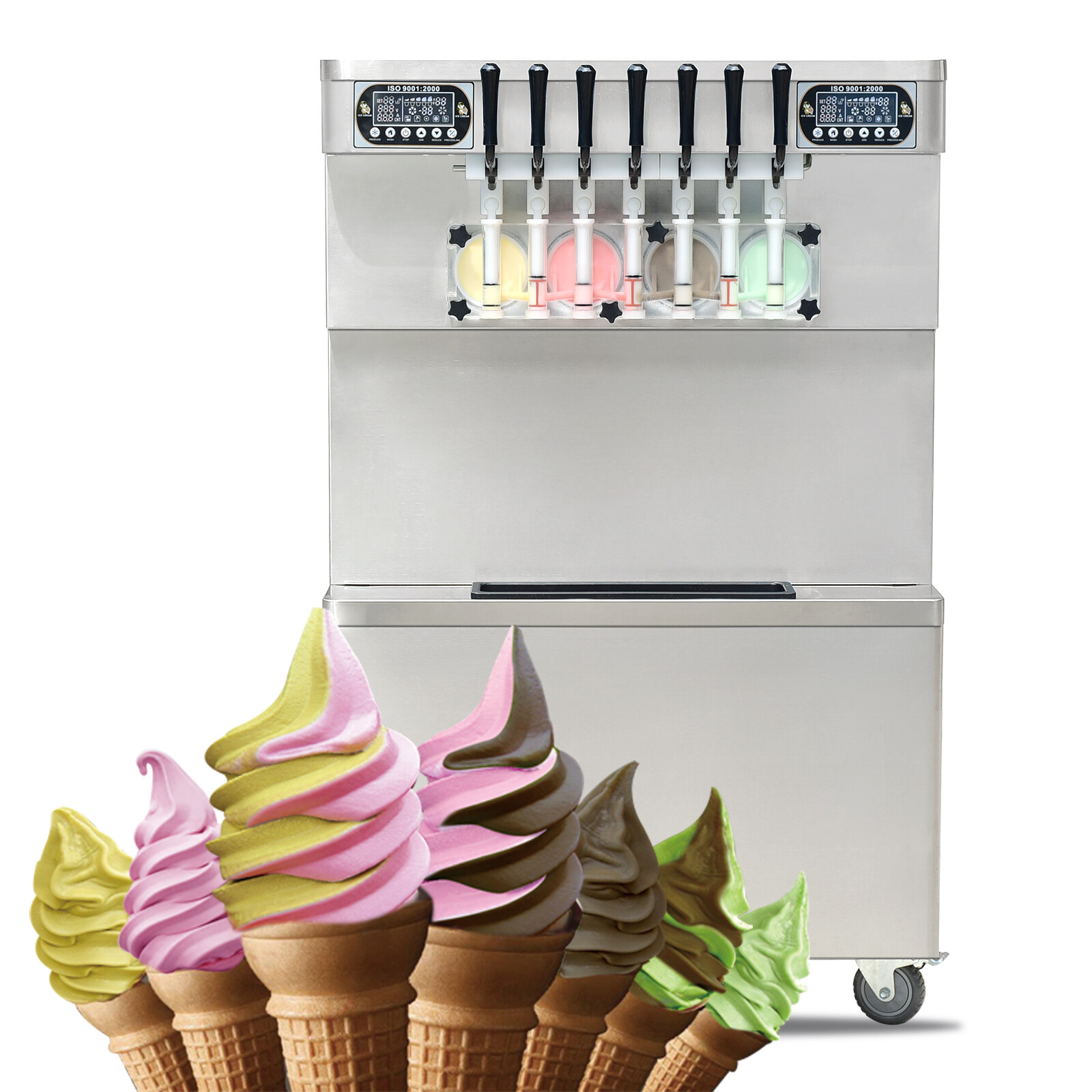Kolice ETL Commercial 4+3 Mixed Flavor Yogurt Soft Serve Ice Cream Maker Machine