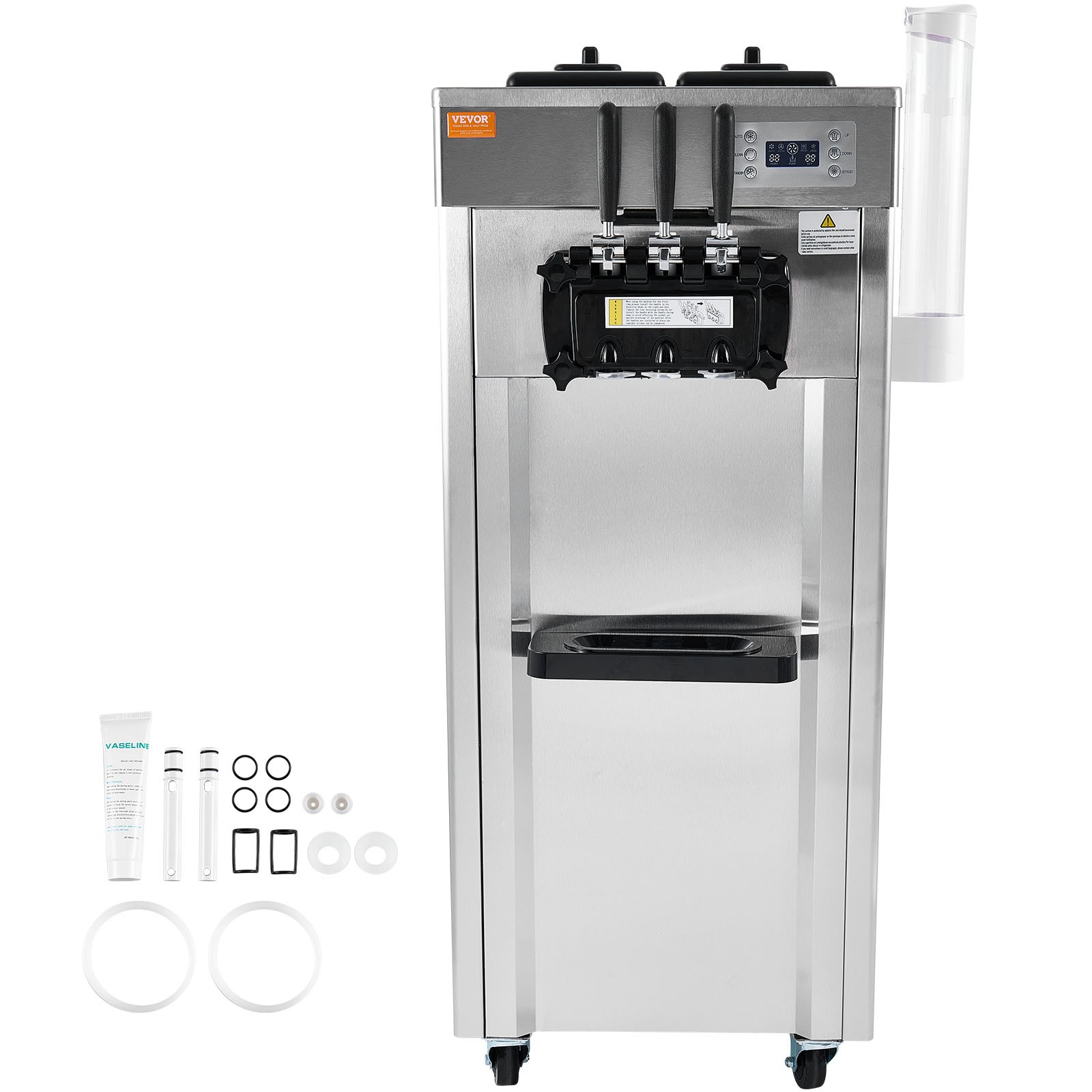 VEVOR Commercial Soft Serve Ice Cream Machine Maker 21-31 L/H Yield 3-Flavor