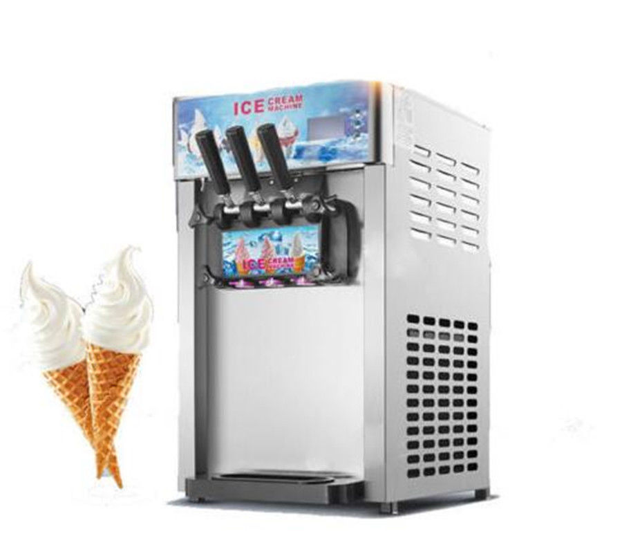 Commercial 110V Soft Serve Ice Cream Machine Countertop 3Flavor Ice Cream Maker