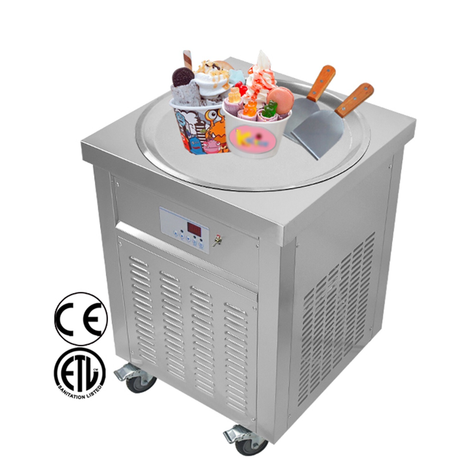 Commercial ETL 22″ round pan rolled ice cream machine fried ice cream maker