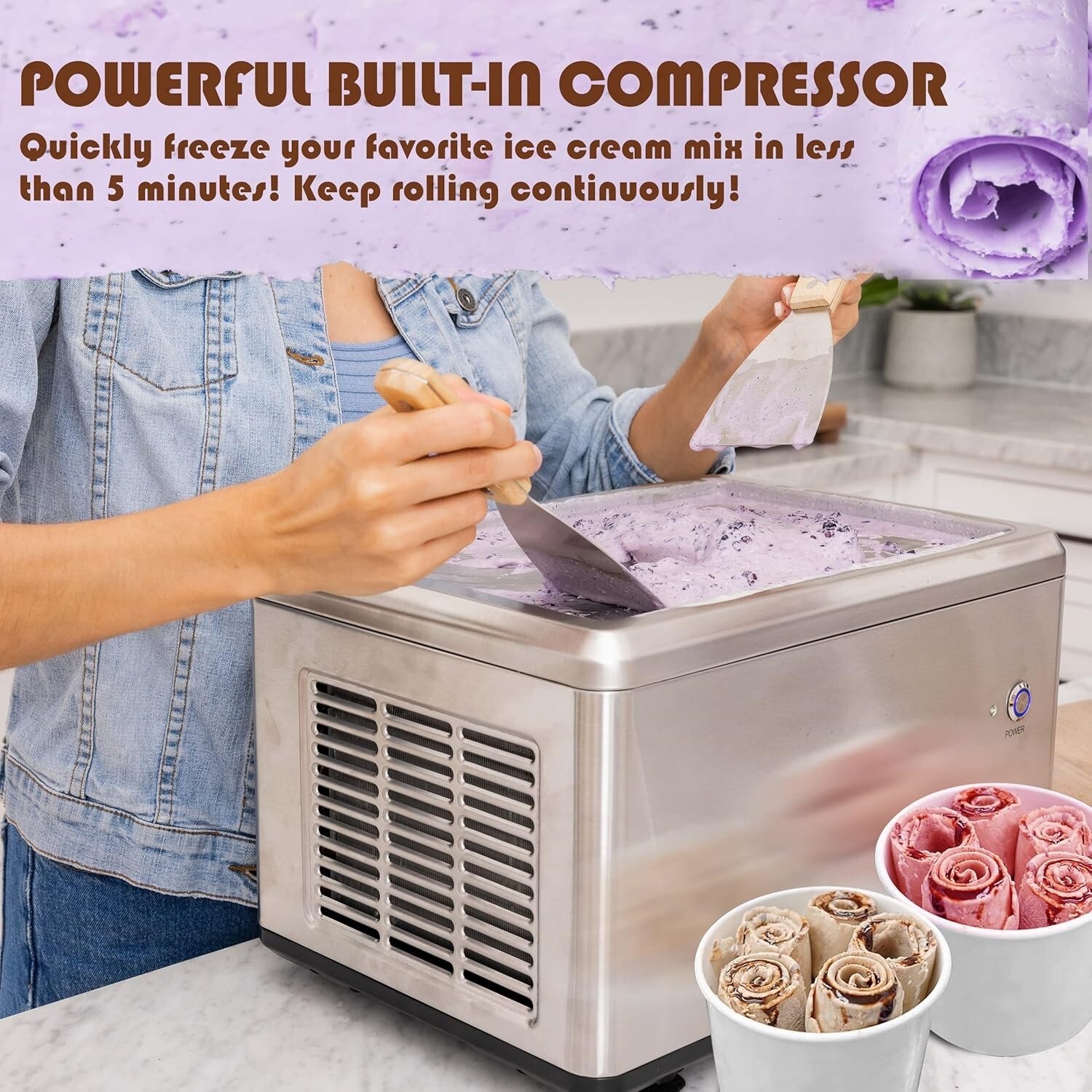 Maquina Para Hacer Rollo De Helado Frito Helados En Casa Comercial Industrial US