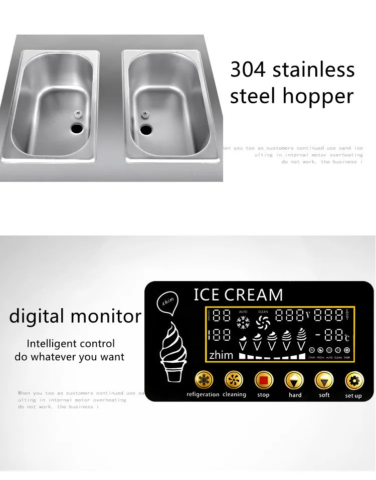 3Flavors Soft Serve Ice Cream Machine Commercial Ice Cream Maker Dual Compressor