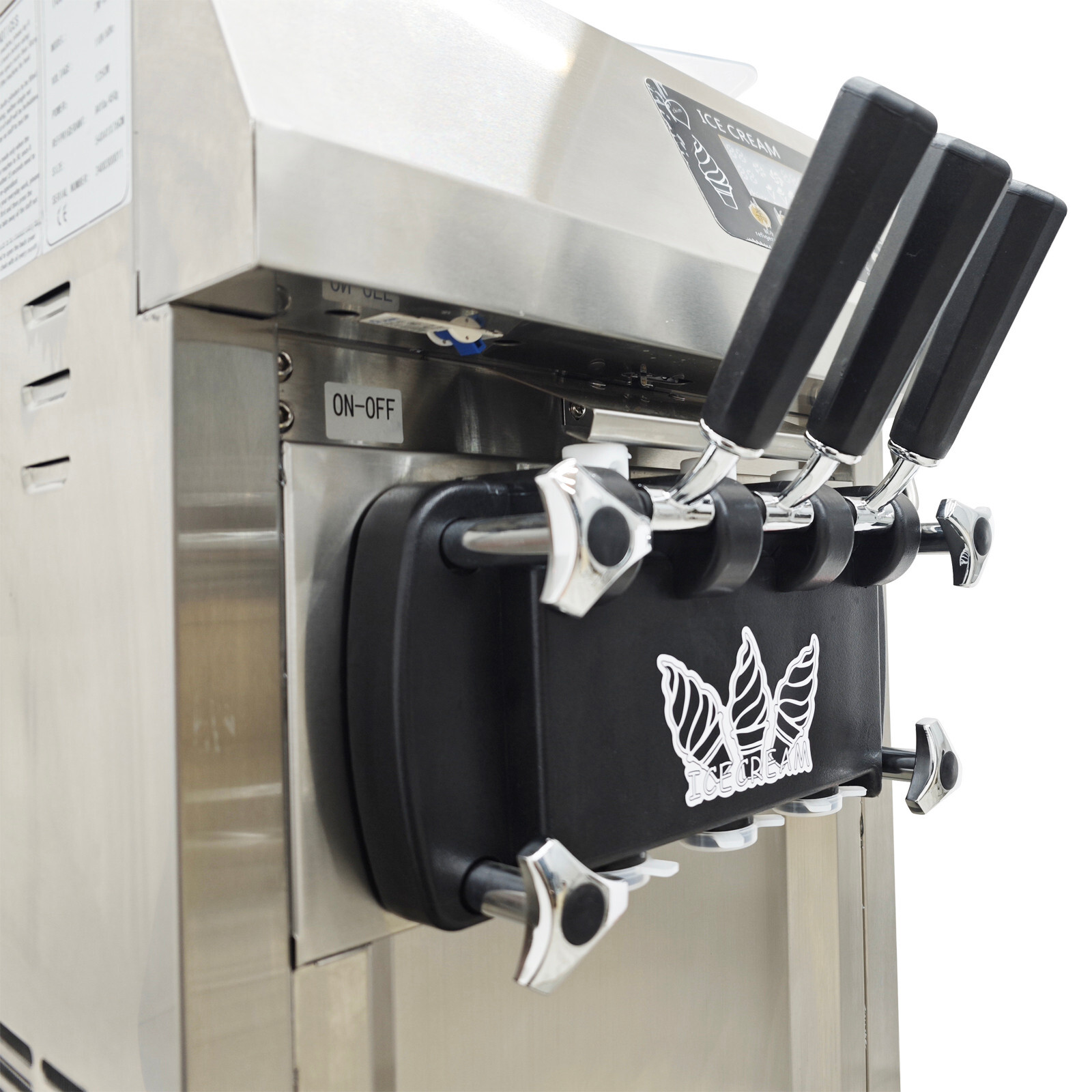 110V Three Flavors Auto Countertop Commercial Soft Serve Ice Cream Machine 1250W