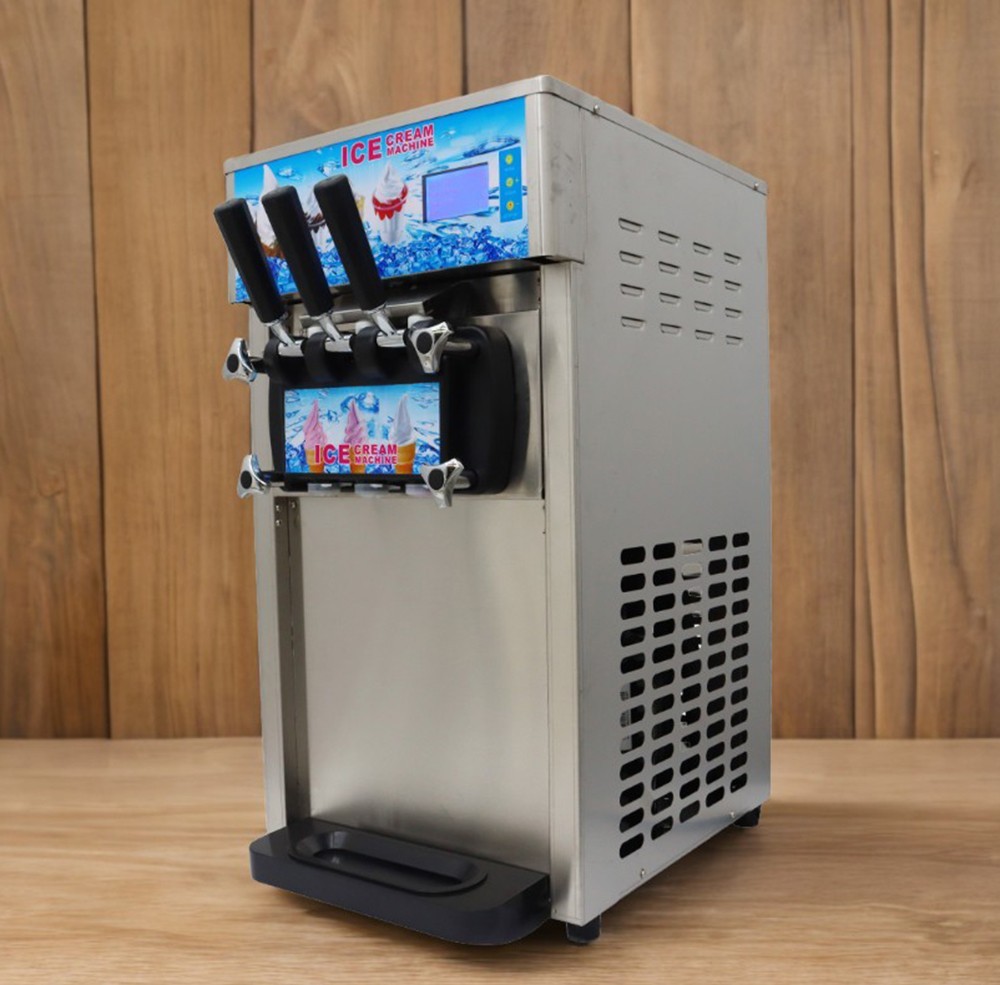 Commercial Soft Ice Cream Machine Powered Soft Ice Cream Maker 16-18L/H 3 Flavor