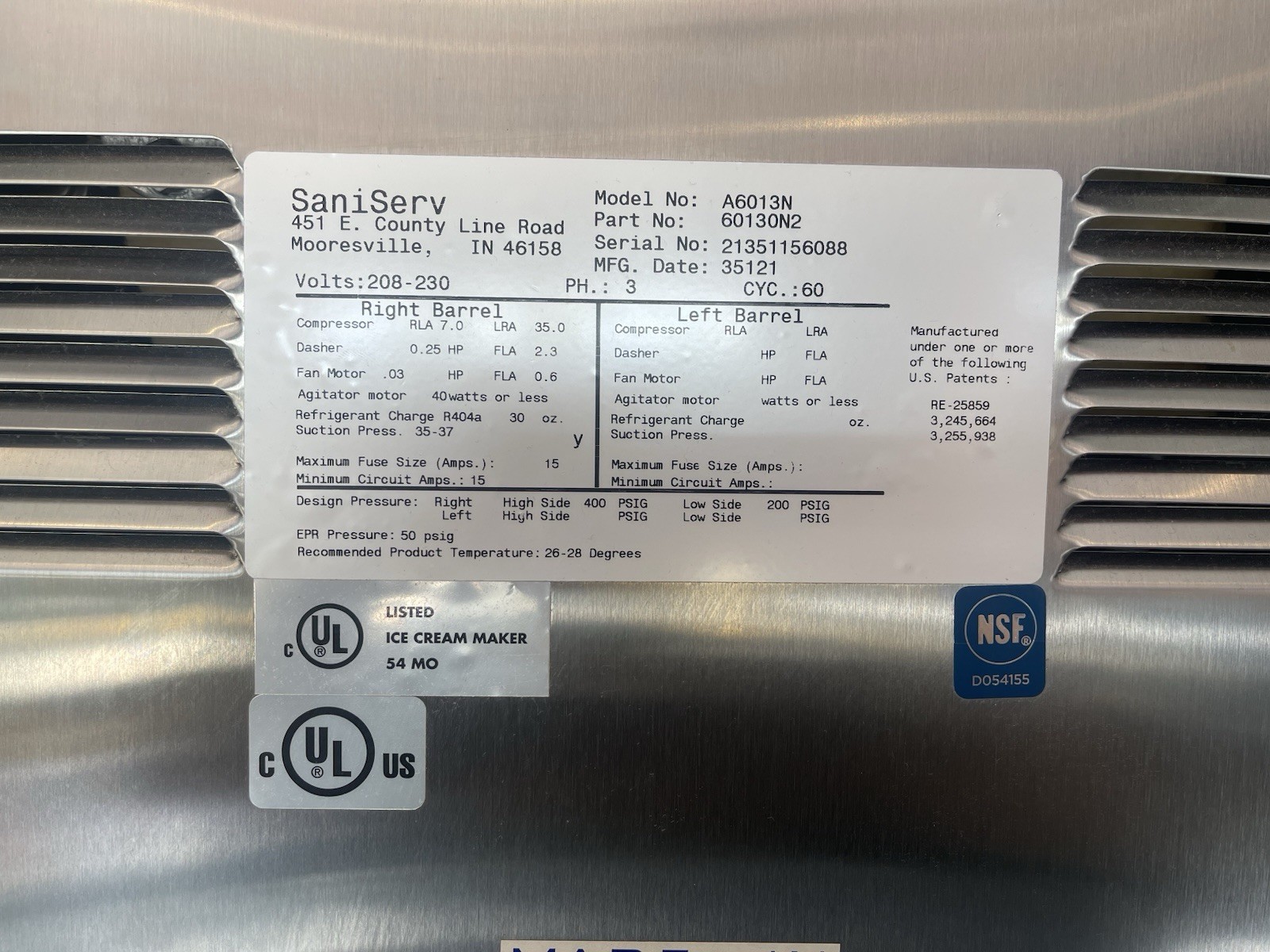 Saniserv 601 Countertop Shake Freezer, 1 Head, 1 HP Compressor, 208 230/60/3,NSF
