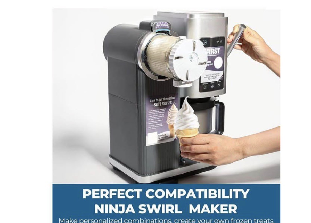 Ninja Swirl Maker Soft Serve Countertop Machine 2 Pint Containers w/ Lids