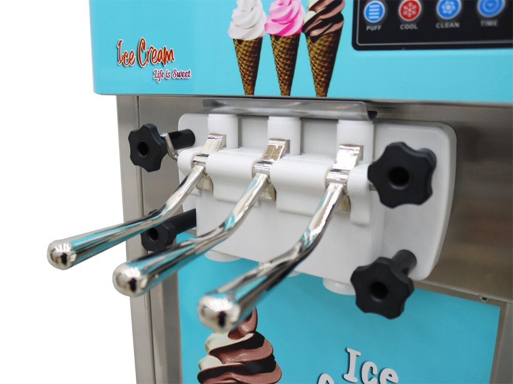 110V Soft Serve Ice Cream Maker Stainless Steel w/ Universal Wheels LCD Control