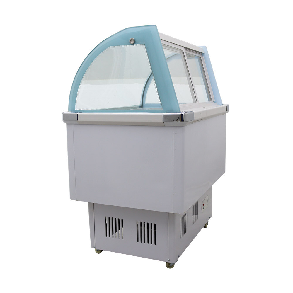 10 PAN Hard Ice Cream Showcase with LED Light Display Cabinet Freezer 220V 180W