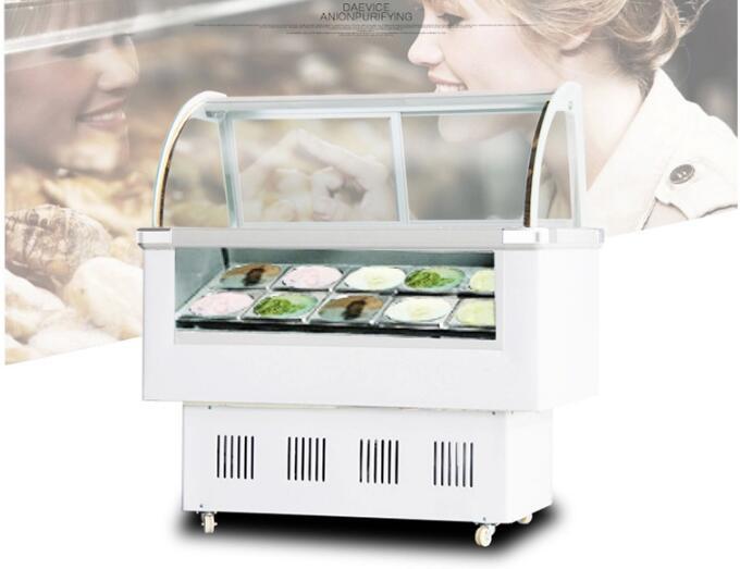 12 PAN Hard Ice Cream Dipping Cabinet Freezer Display Cabinet 220V with Wheels