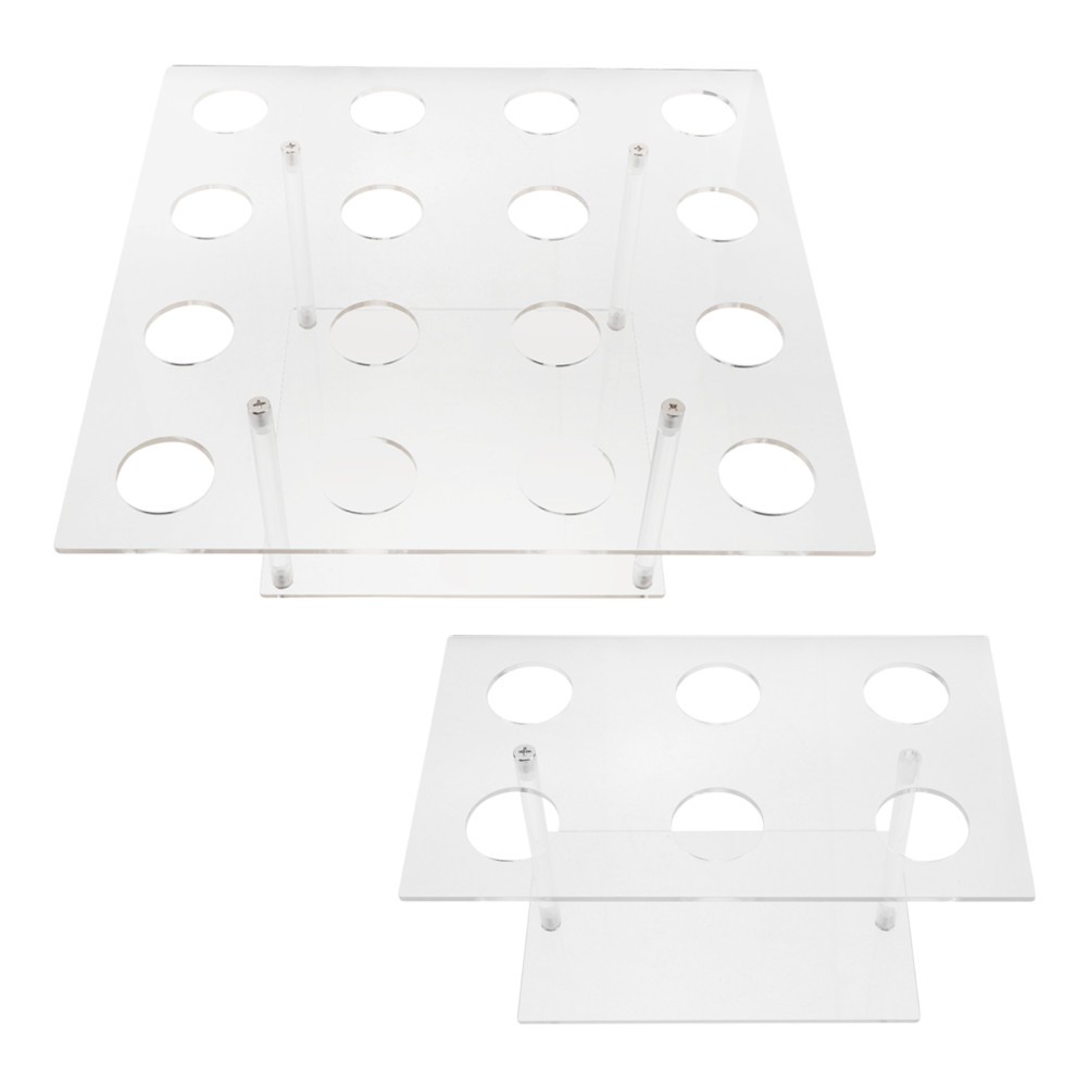 2Pcs Reusable Acrylic Cone Serving Stands Clear 16 Holes Ice Cream Display
