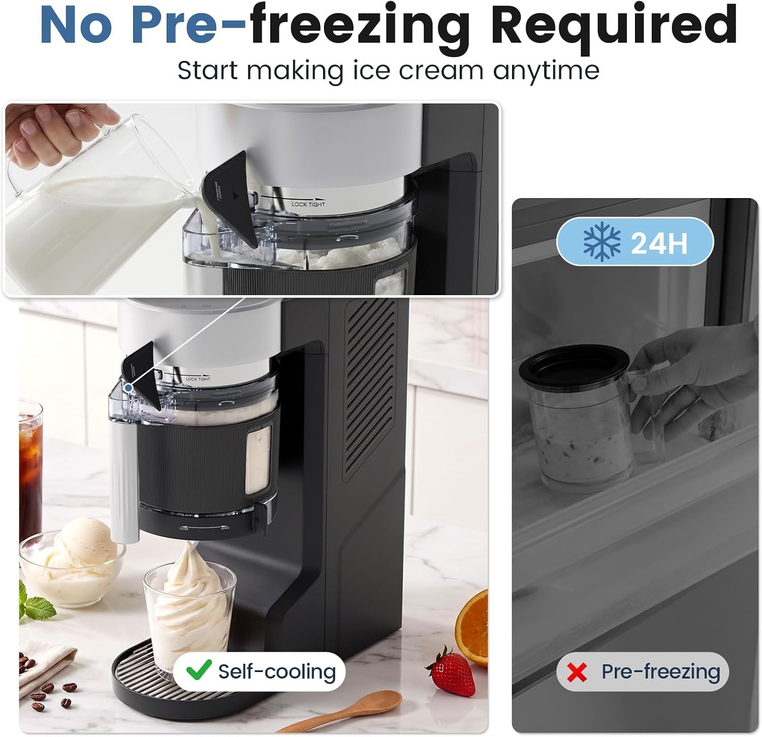 8-in-1 Compact Ice Cream Machine for Soft Serve Ice Cream, Slushie & Milkshake