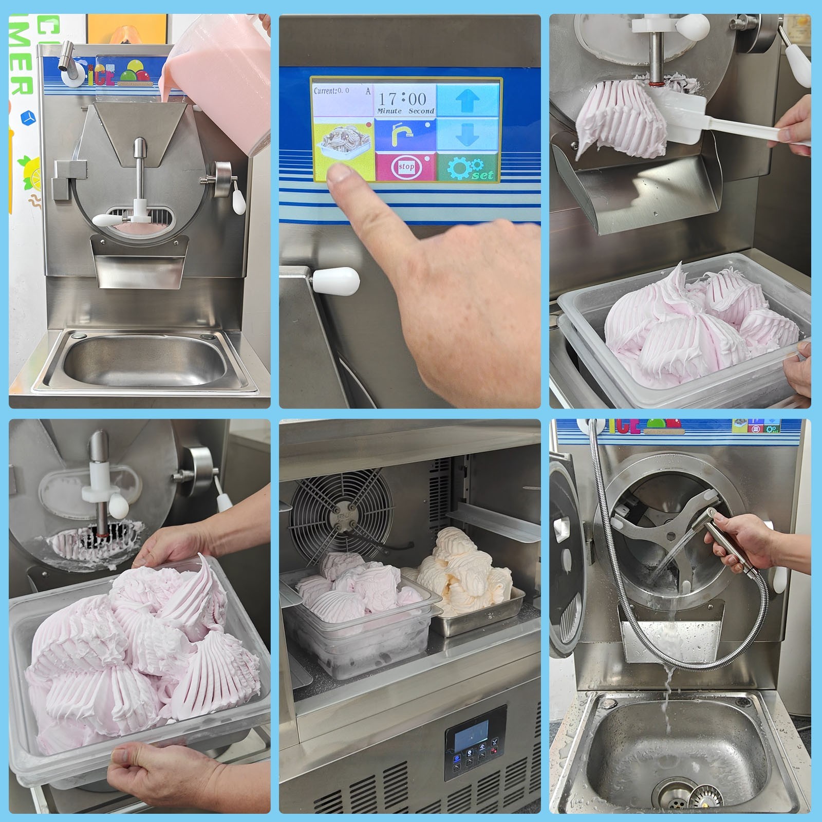 Kolice Commercial Water Cooling Sorbettos Hard Ice Cream Machine 15-18gal/Hour
