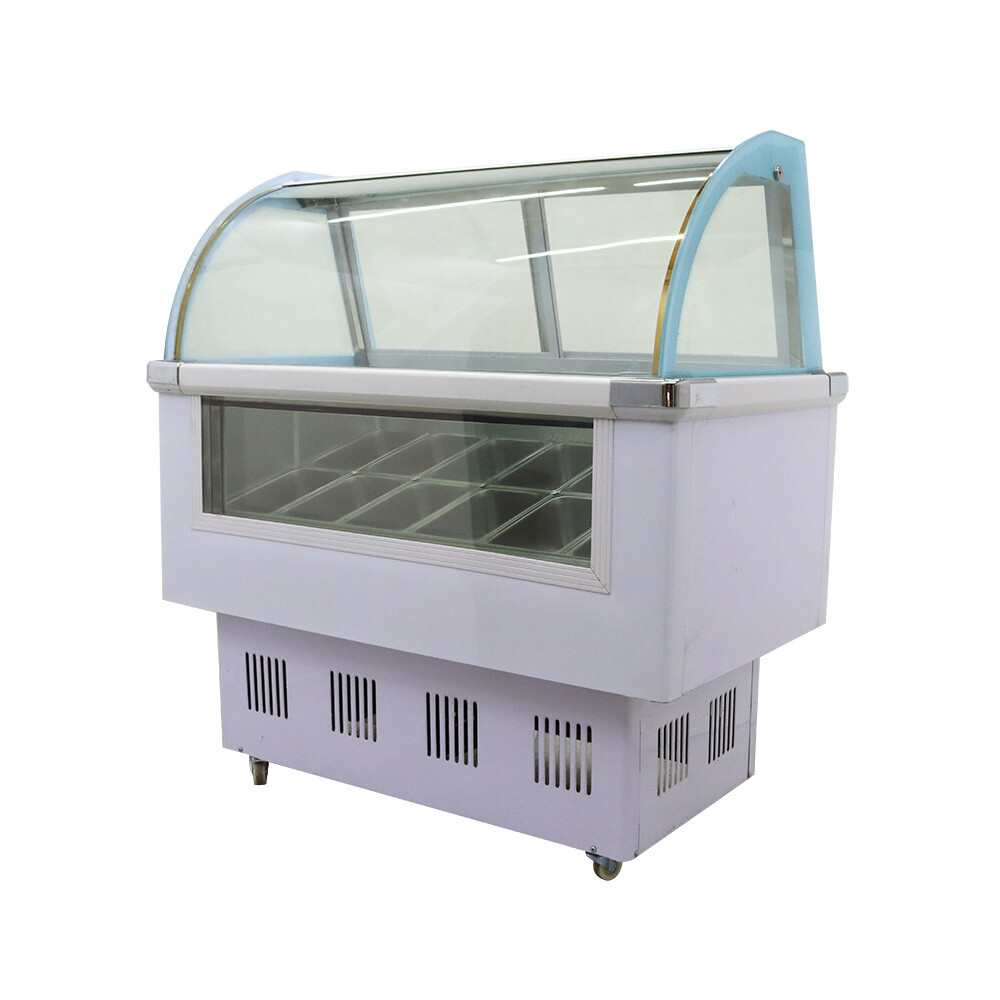 12 Pans Ice Cream Showcase LED Light Gelato Serve Hard Ice Cream Machine 220v