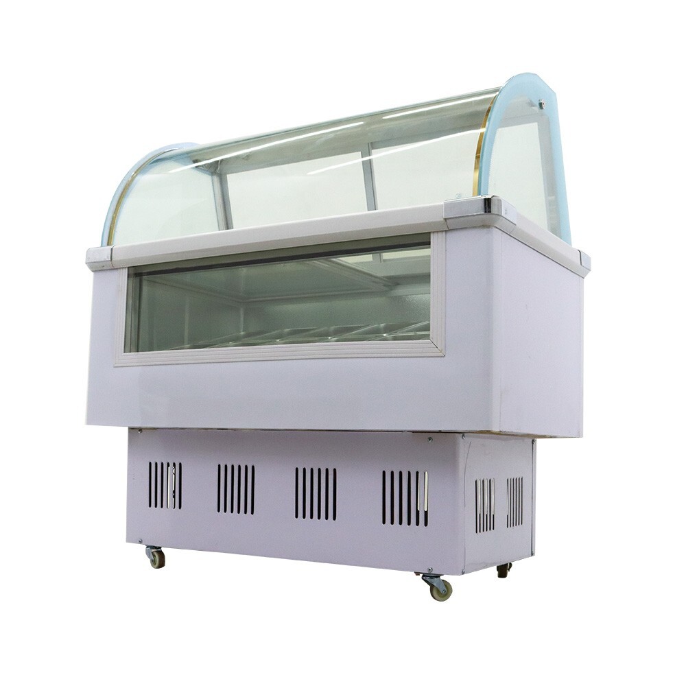 12 PAN Hard Ice Cream Freezer Showcase Gelato Display Refrigerator220V LED Light