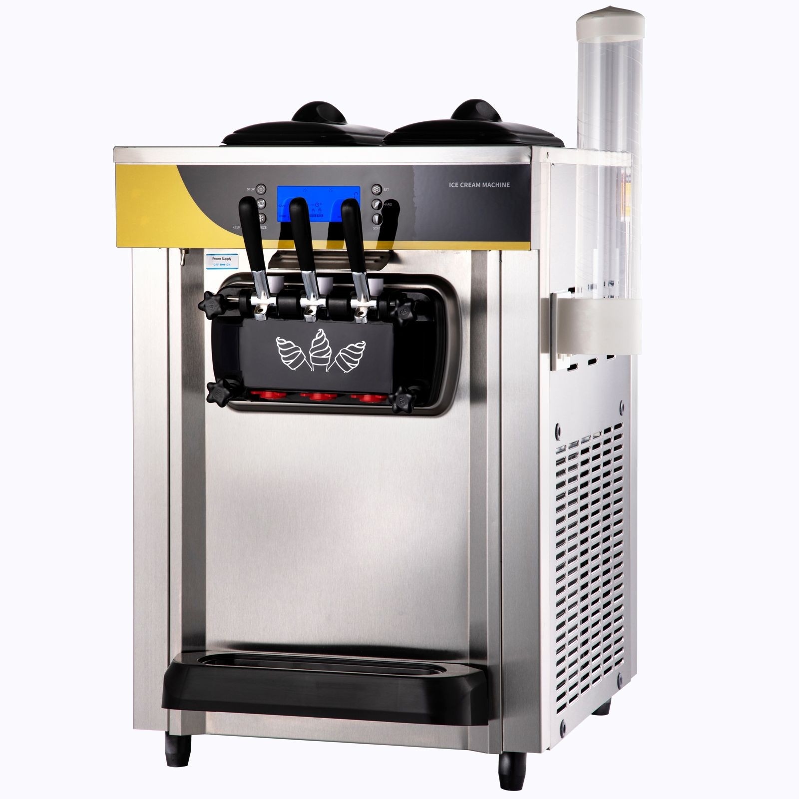 22-30L/H Yield, 2200W Countertop Soft Serve Machine with 2x6L Hopper 2L Cylinder