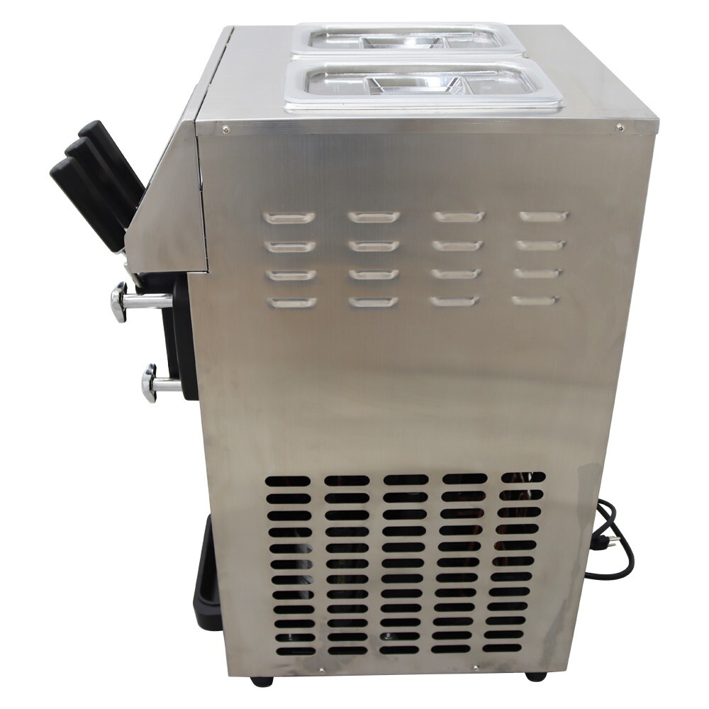 110V Tabletop 3 Flavors Soft Serve Ice Cream Maker Pre-cooling Double Cylinders
