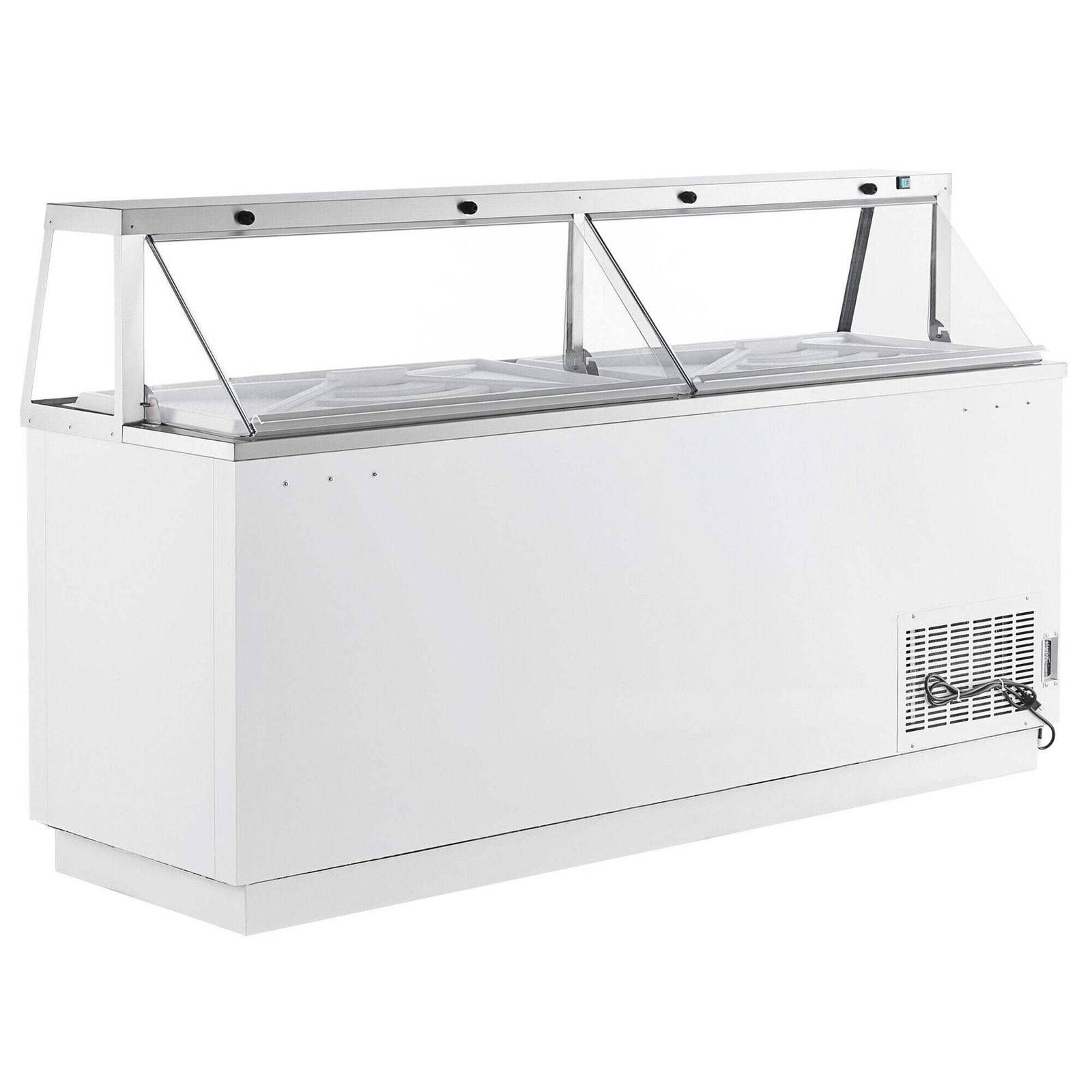 88 3/4″ 16 Tub White Deluxe Ice Cream Dipping Cabinet