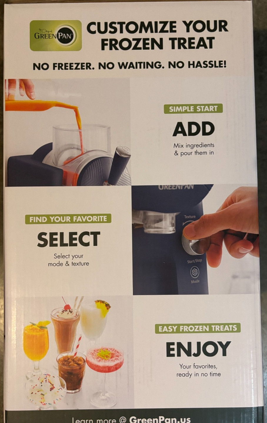 NEW GreenPan Frost Ice Cream & Frozen Drink Maker Berry Blue, Shipped in 2nd Box