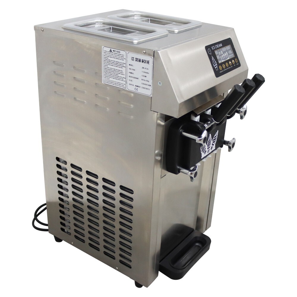 110V 3 Flavors Soft Ice Cream Machine Pre-cooling Ice Cream Maker 3.6L 2-Tank