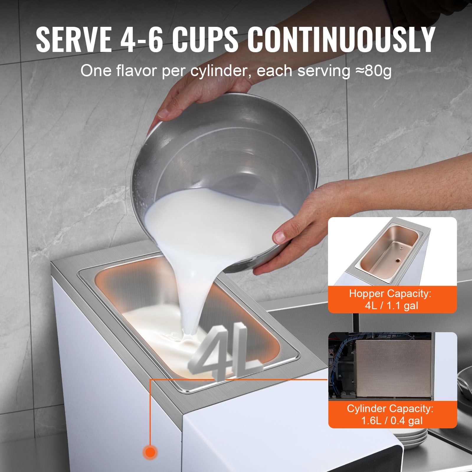 Uimoso Soft Serve Ice Cream Machine Maker 10L/H Yield Single Flavor Countertop