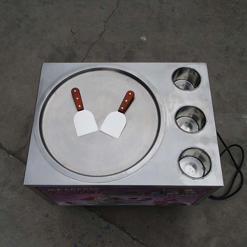 Kolice Countertop fried ice cream roll machine rolled ice cream with 3 buckets