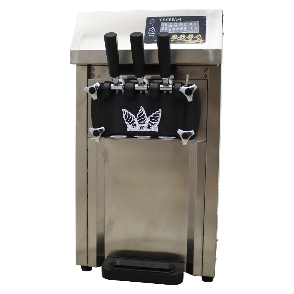 110V 3 Flavors Soft Ice Cream Machine Pre-cooling Ice Cream Maker 3.6L 2-Tank