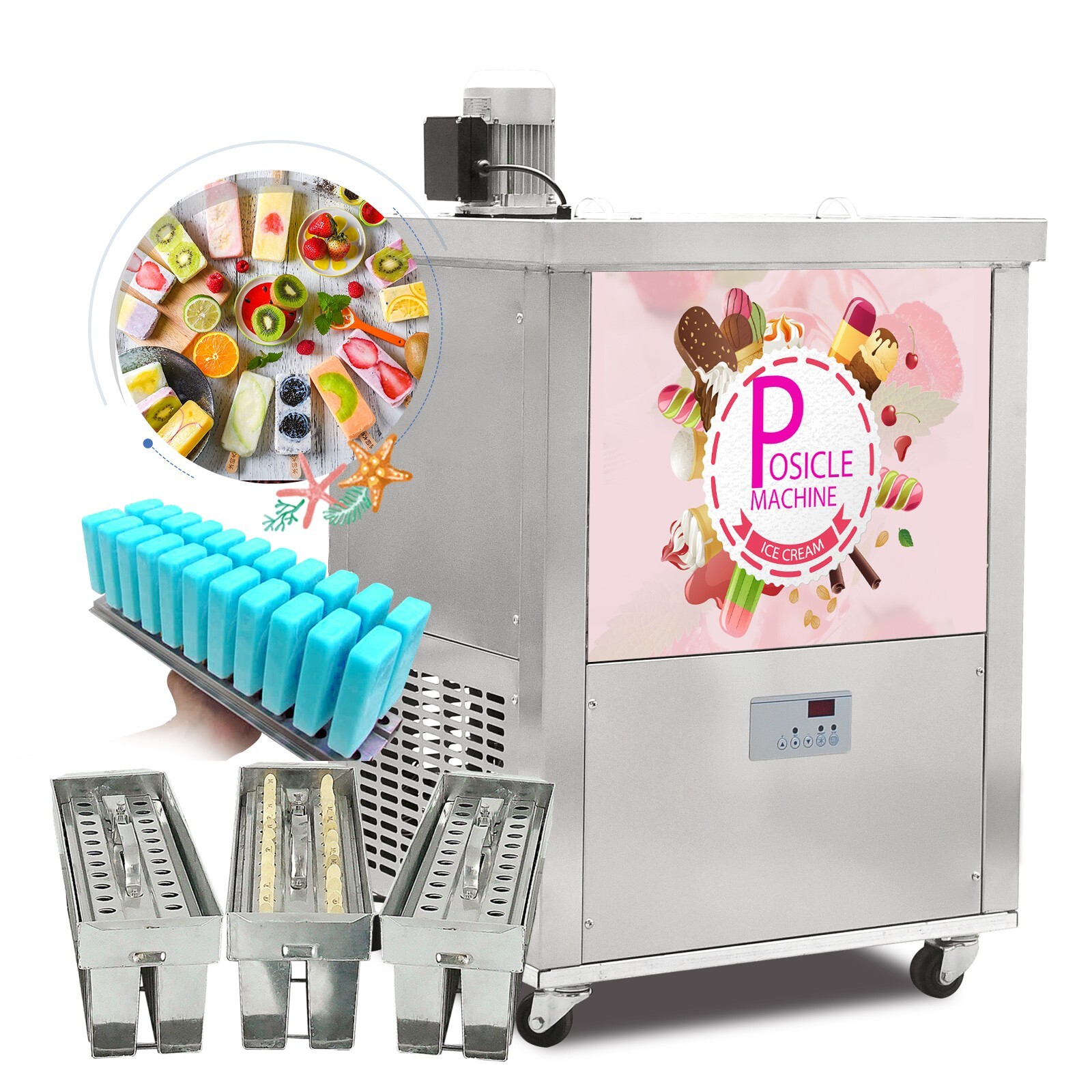 Kolice Commercial Slim Design 3 Mold Sets Popsicle Machine,Ice pops Maker