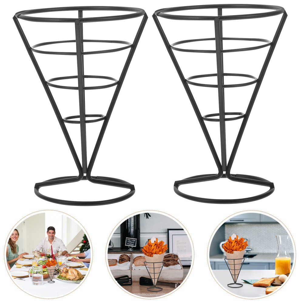 2pcs fries cups French Fry Stands Cone Metal Wire Snack Basket Appetizer