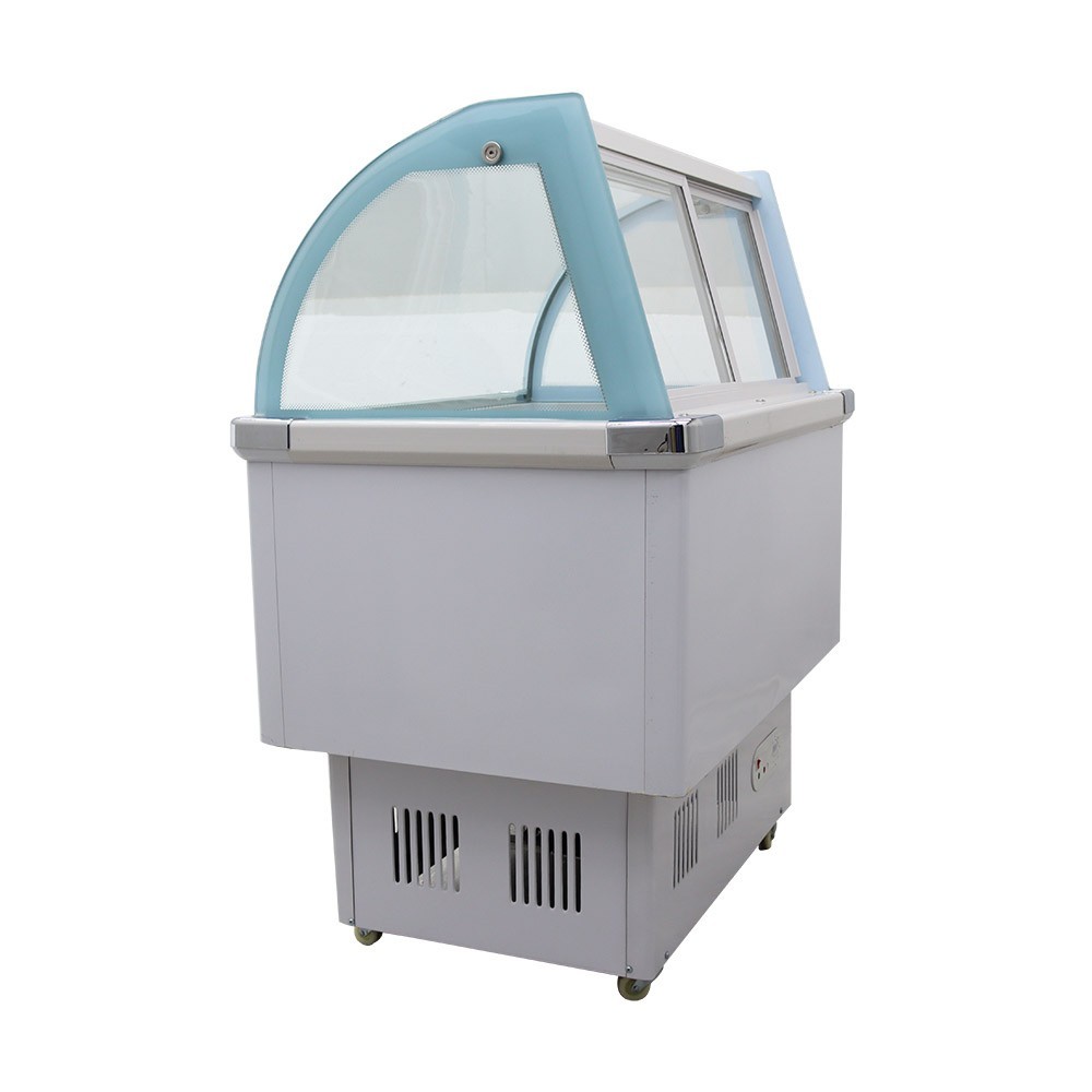 220V 10PAN Ice Cream Showcase Gelato Display Case Freezer LED Light Large Window