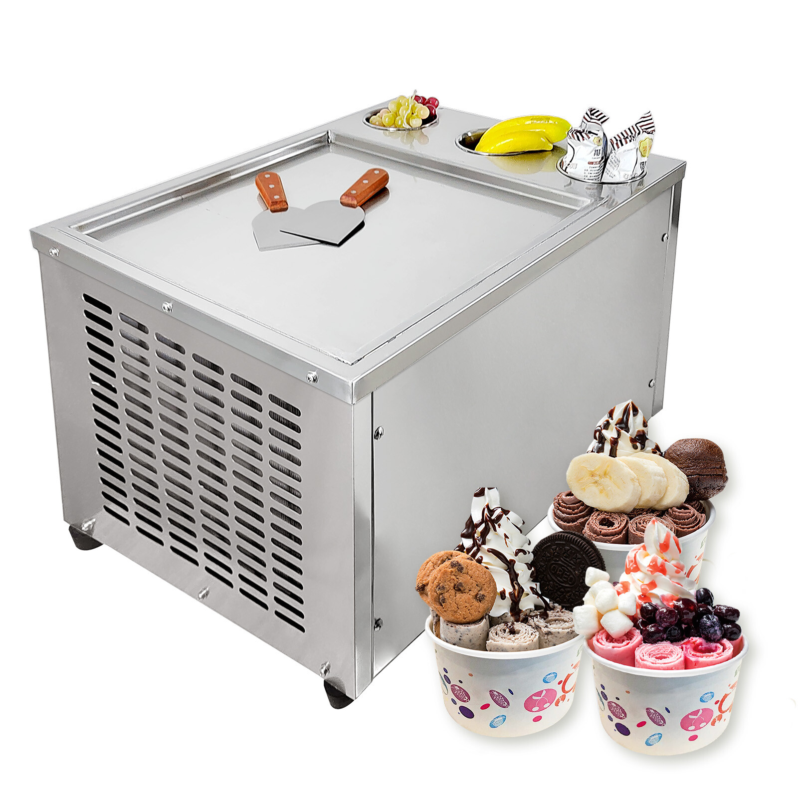 USA Kolice Countertop fry ice cream machine 18”x18” square pan with 3 tanks