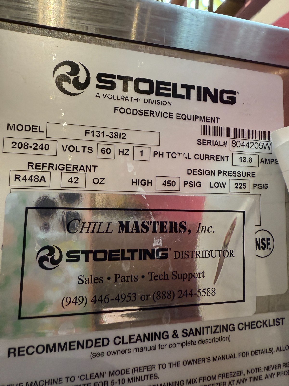 Stoelting F131 Less than 1 year old. Still under warranty