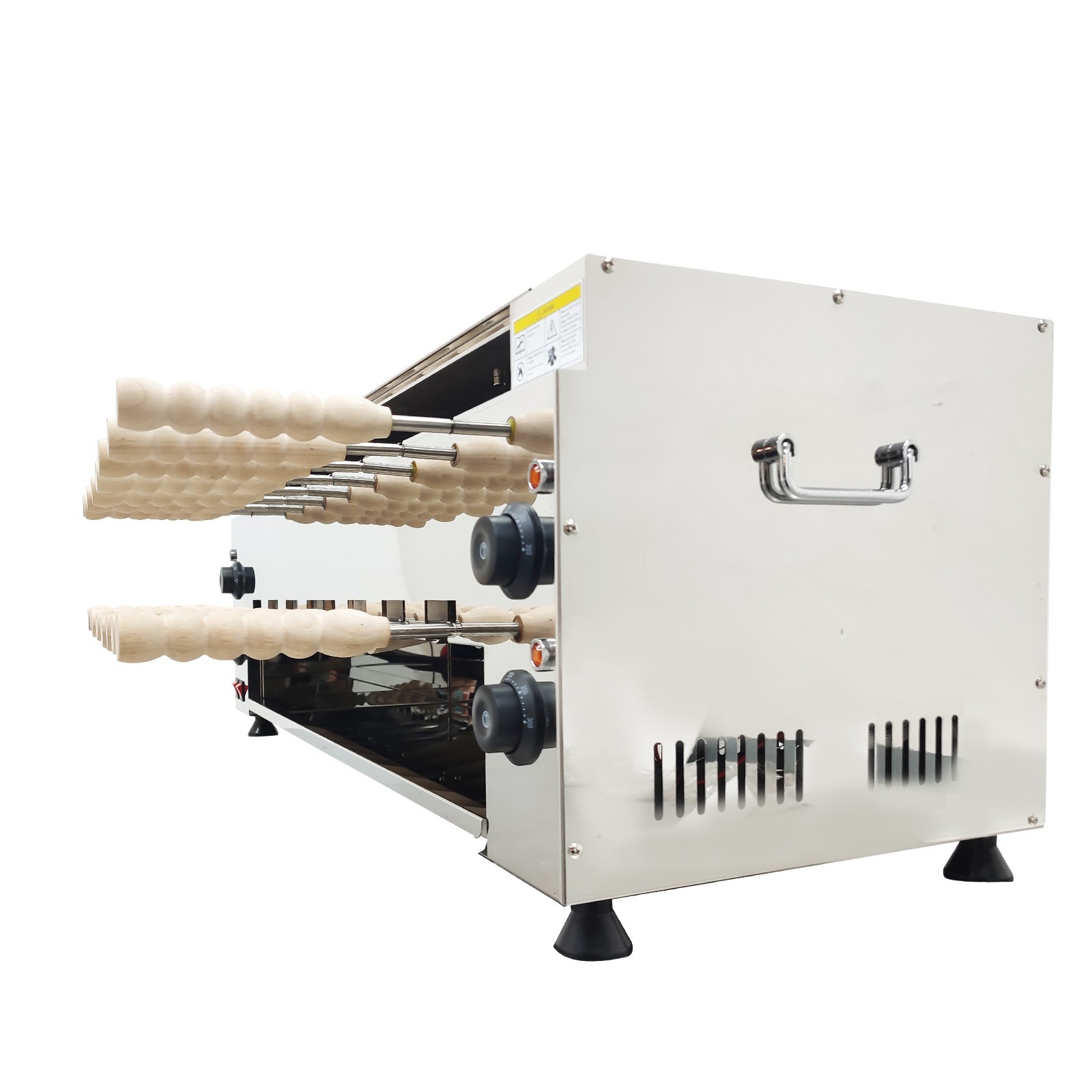 220V 6KW Electric Chimney Cake Roll Oven Maker 16Pcs Stainless Steel Ice Cream C