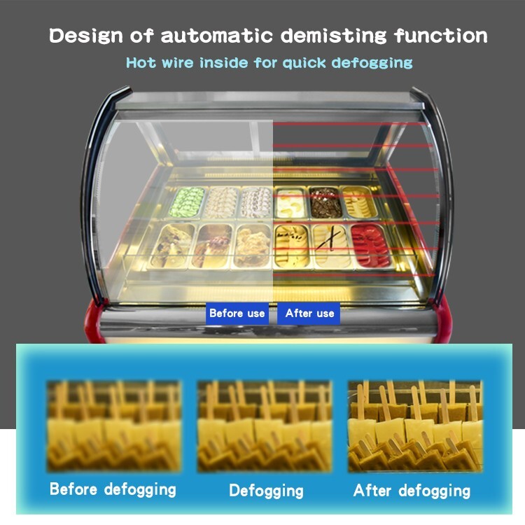 USA Kolice Commercial 12pans Gelato Display Freezer, Ice Cream Showcase Freezer