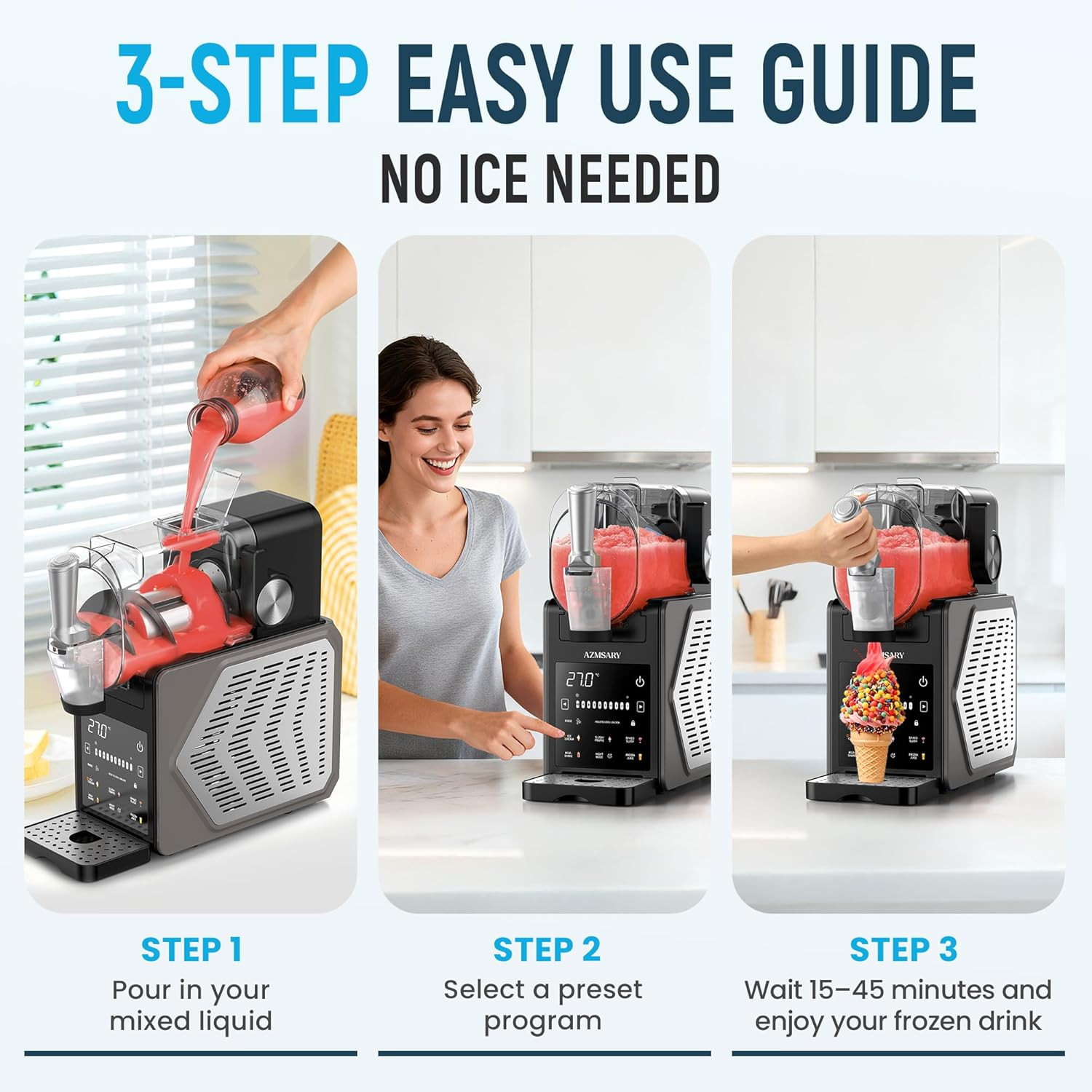 Slushie Machine, 85Oz Ice Cream Machine & Slushy Machine for Home, with LED Disp