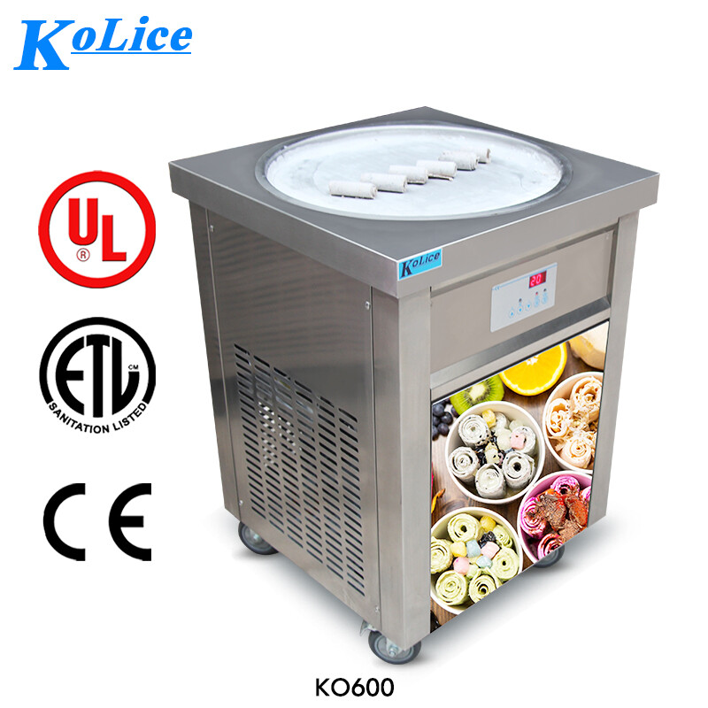 Kolice 22” Single Pan Fried Ice Cream Machine Rolled Ice Cream Machine-ETL CE