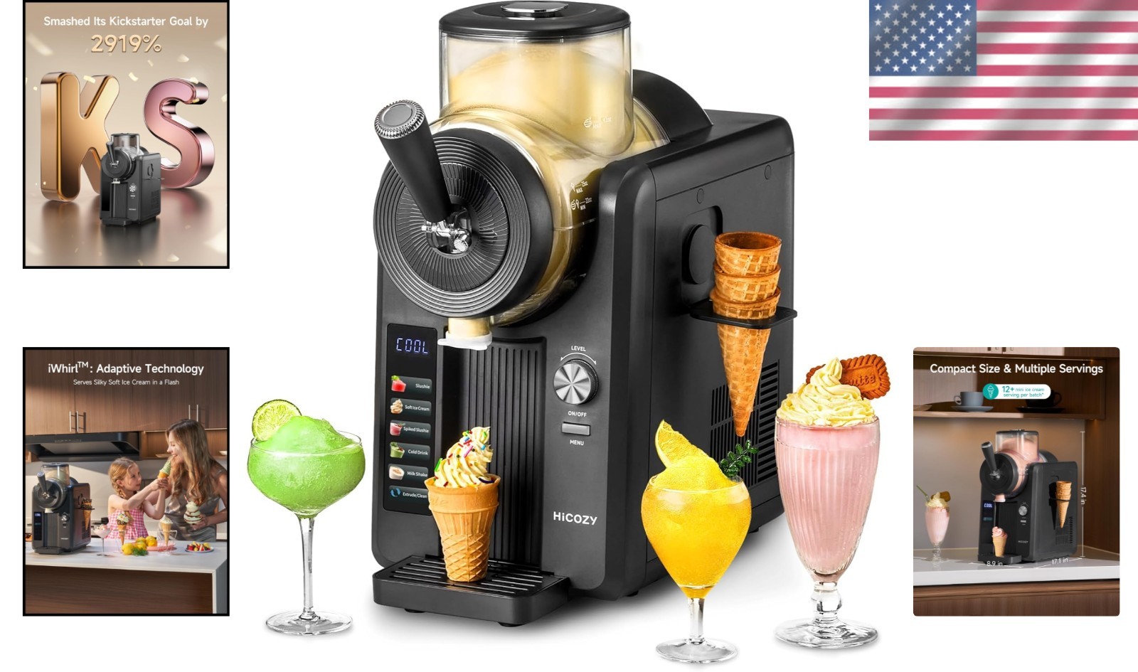 Automatic F3 Slushie Machine with Quicool Technology – 5 Presets for Easy Treats